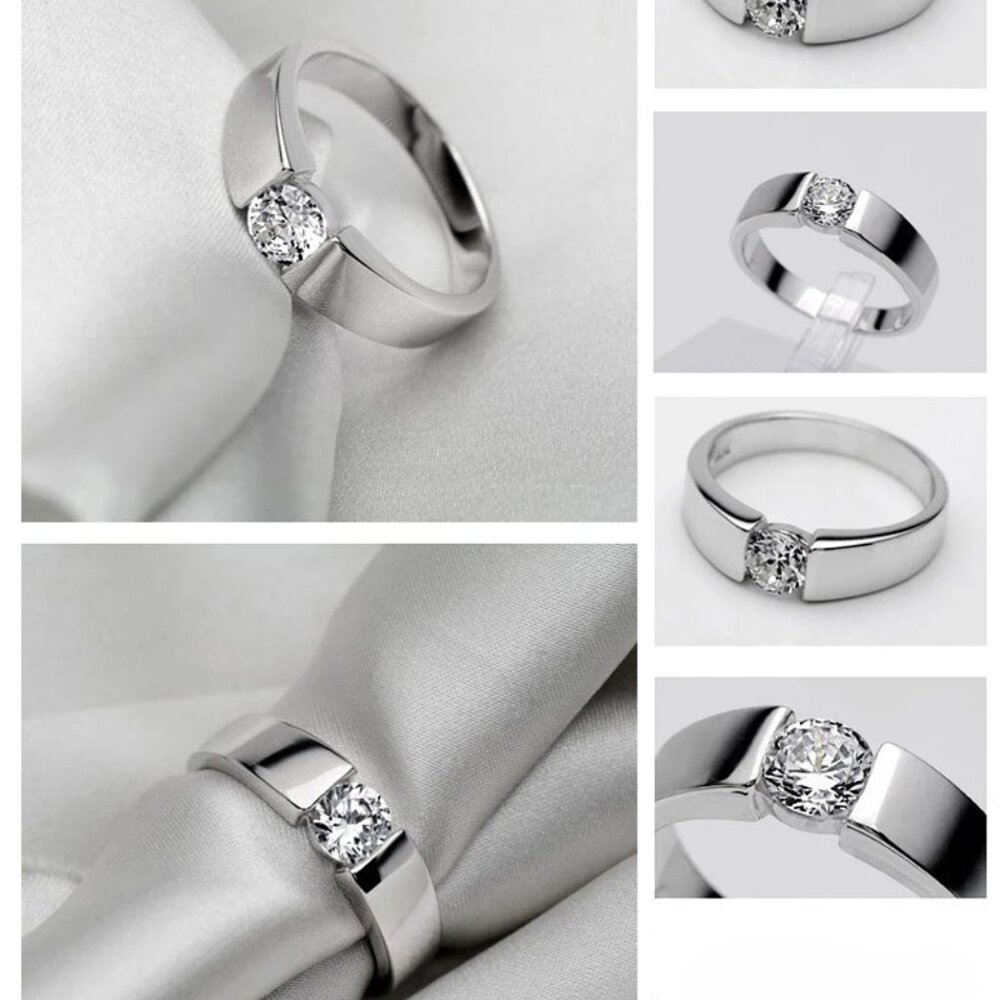 Beautiful Ladies Diamond Tension Ring / Band, .925 Solid Sterling Silver - Picture 2 of 11